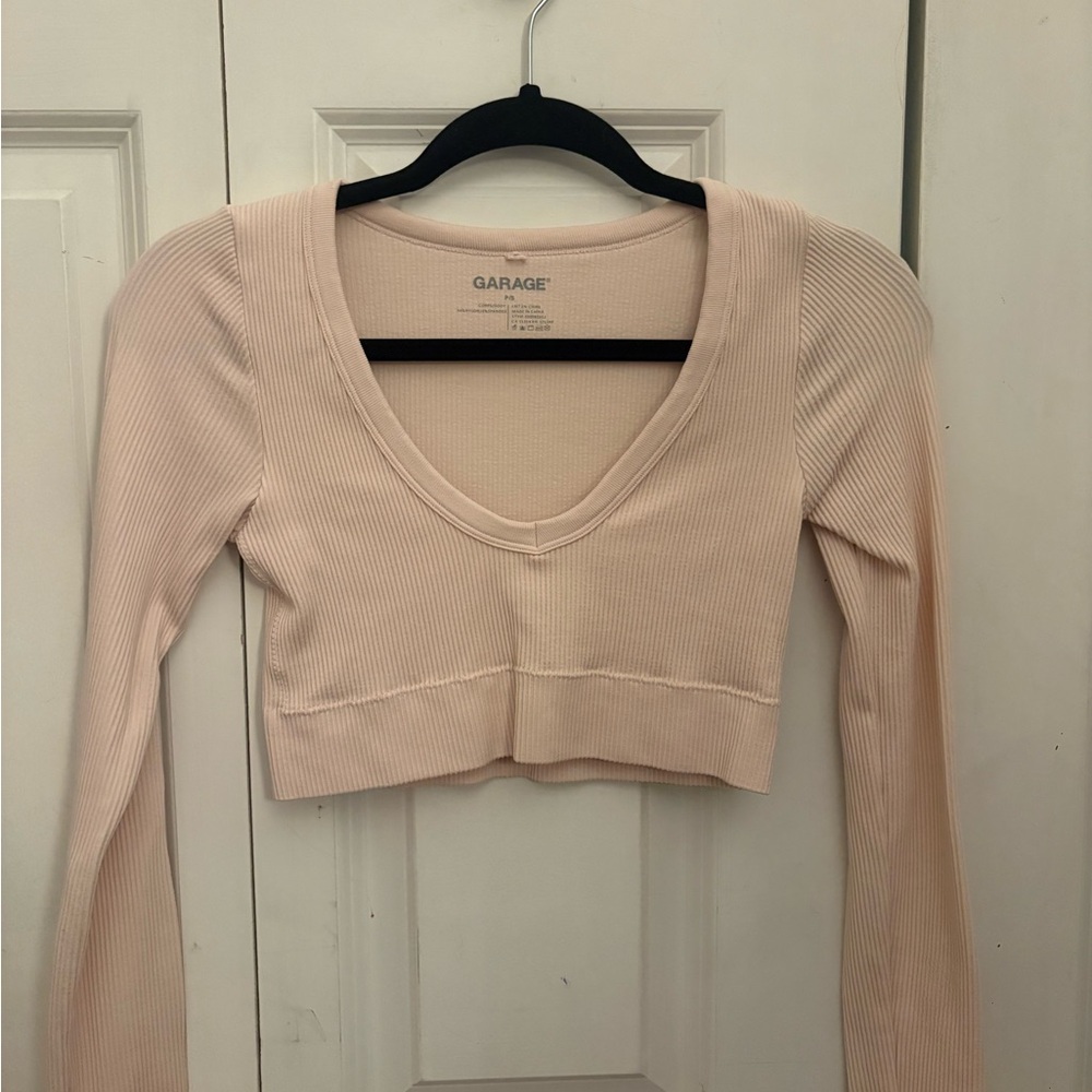 Garage Ribbed V-Neck Crop Top